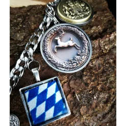 Herren-Charivari aus Edelstahl, Trachtenschmuck, 1- reihig, Hirsch