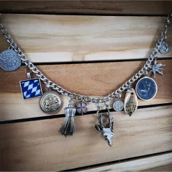 Herren-Charivari aus Edelstahl, Trachtenschmuck, 1- reihig, Hirsch