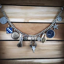 Herren-Charivari aus Edelstahl, Trachtenschmuck, 1- reihig, Hirsch