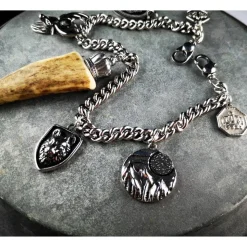 Herren-Charivari aus Edelstahl, Trachtenschmuck, 1- reihig, Anton