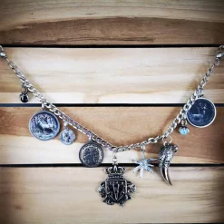 Herren-Charivari aus Edelstahl, Trachtenschmuck, 1- reihig, Wappen