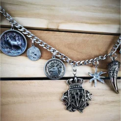 Herren-Charivari aus Edelstahl, Trachtenschmuck, 1- reihig, Wappen