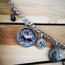 Herren-Charivari aus Edelstahl, Trachtenschmuck, 1- reihig, Wappen