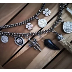 Herren-Charivari aus Edelstahl, Trachtenschmuck, 2- reihig, Fredl