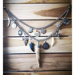 Herren-Charivari aus Edelstahl, Trachtenschmuck, 2- reihig, Fredl