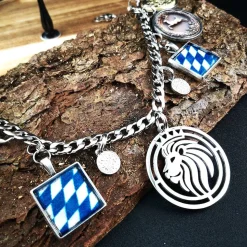 Herren-Charivari aus Edelstahl, Trachtenschmuck, 1- reihig, Löwe