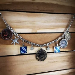 Herren-Charivari aus Edelstahl, Trachtenschmuck, 1- reihig, Löwe