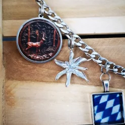 Herren-Charivari aus Edelstahl, Trachtenschmuck, 1- reihig, Löwe