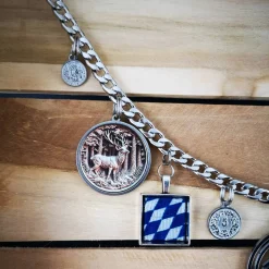 Herren-Charivari aus Edelstahl, Trachtenschmuck, 1- reihig, Löwe