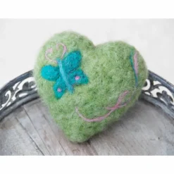 HERZ * FILZHERZ  * 100 % WOLLE * GRÜN/TÜRKIS/ROSA * Produkt #565894