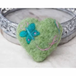 HERZ * FILZHERZ  * 100 % WOLLE * GRÜN/TÜRKIS/ROSA * Produkt #565894