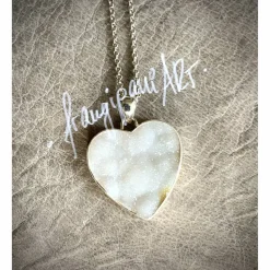 HERZ Achatanhänger „DRUZY“ mit 60cm Ankerkette rhodiniert in 925er Silber