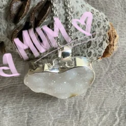 HERZ Achatanhänger „DRUZY“ mit 60cm Ankerkette rhodiniert in 925er Silber