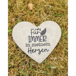 Herz aus Beton mit Schriftzug Grabschmuck Trauer Grabgesteck Grabherz