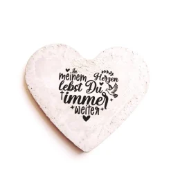 Herz aus Beton mit Schriftzug Grabschmuck Trauer Grabgesteck Grabherz