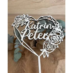 Herz Cake Topper mit Namen / Hochzeits Caketopper / Kuchendeko Heirat personalisiert