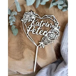 Herz Cake Topper mit Namen / Hochzeits Caketopper / Kuchendeko Heirat personalisiert