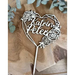 Herz Cake Topper mit Namen / Hochzeits Caketopper / Kuchendeko Heirat personalisiert