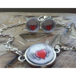 Herz Engel Ohrringe Cabochonschmuck verschiedene Fassungen