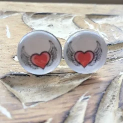 Herz Engel Ohrringe Cabochonschmuck verschiedene Fassungen