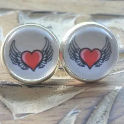 Herz Engel Ohrringe Cabochonschmuck verschiedene Fassungen