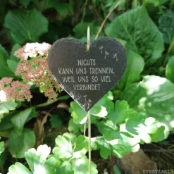 Herz Grabschmuck, Schieferherz Grabdekoration, gravierte Schiefertafel zur Trauerbekundung, Grabdeko zu Allerheiligen/Al