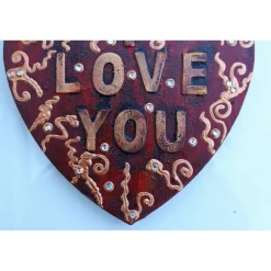 Herz Herzbild I LOVE YOU  Geschenk zu Valentinstag Muttertag Acrylbild Collage auf herzförmigem Keilrahmen