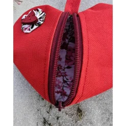Herz Krimskramselfentäschchen Mom i love you ️ Unikat aus rotem Outdoorstoff mit Stoffblume Sonderpreis Handarbeit