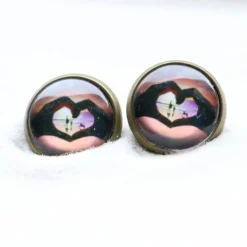 Herz Liebe Partnerschaft Ohrringe u Ringe Cabochonschmuck verschiedene Fassungen