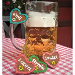 Herz Markierung Maßkrug mit Namen 6er SET - Maßkrugmarkierung Bierglasmarkierung Filzherz Bierglas Bierkrugmarkierung