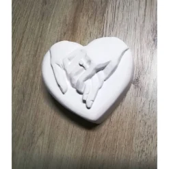 Herz mit 2 Händen, Keraflott, weiß, handmade