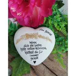 Herz mit Spruch, Gedenkstein, Grabschmuck, Grabstein,12 x 12 cm, Trauer, Name, du fehlst,Immer für alle,