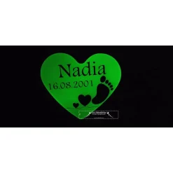 Herz Namen Datum gelb blau rot Baby