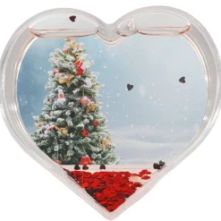 Herz Schneekugel mit Wunschtext im Motiv Weihnachtsbaum