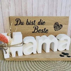 Herz und Holz - Liebevolles Geschenk für Mama personalisiert
