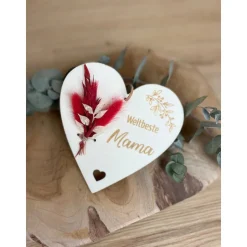 Herz Weltbeste Mama mit Trockenblumen / Muttertag / Beste Mama