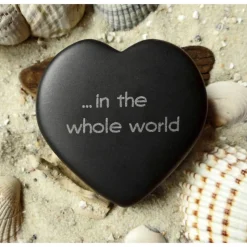 Herz Weltkarte For the best mom in the whole world - Gravur Basaltstein - liebes Dankeschön nicht nur zum Muttertag