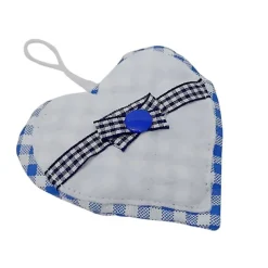 Herzanhänger im 3-er Set, Stoffherzen zum aufhängen blau und weiß kariert