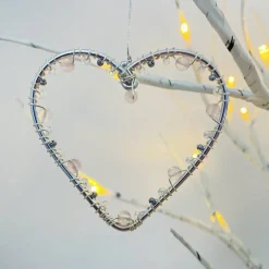 Herzanhänger mit Heilstein - Rosenquarz | Kleine Geschenke mit Bedeutung | Glücksbringer | Herz Deko in rosa