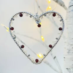 Herzanhänger mit Heilstein - Granat | Kleine Geschenke mit Bedeutung | Glücksbringer | Herz Deko in dunkelrot