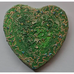 Herzbild BAROCK IN GRÜN Valentinstag Geschenk Muttertag Acrylbild Collage Bild auf Keilrahmen