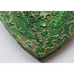 Herzbild BAROCK IN GRÜN Valentinstag Geschenk Muttertag Acrylbild Collage Bild auf Keilrahmen