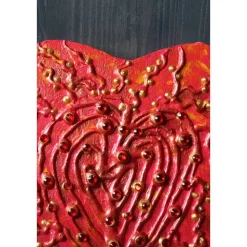 Herzbild  FEURIGES HERZ Valentinsherz Acrylbild Collage Bild auf herzförmigem Keilrahmen Malerei