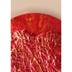 Herzbild HERZ AUS FEUER Geschenk zum Valentinstag Muttertag Vatertag Acrylbild Collage auf einem runden Keilrahmen