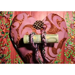 Herzbild KRAWATTENHERZ  Geschenk zum Valentinstag Muttertag Vatertag Acrylbild Collage auf einer Holzplatte