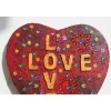Herzbild LOVE LOVE Valentinstag Geschenk  zu Muttertag Acrylbild Collage Bild auf Keilrahmen Herz Liebeserklärung