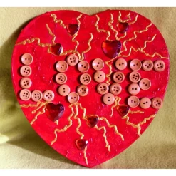 Herzbild LOVE Valentinstag Geschenk  zu Muttertag Acrylbild Collage Bild auf Keilrahmen Herz Liebeserklärung