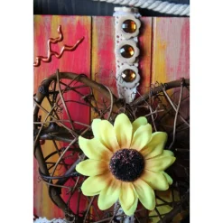 Herzbild WEIDENHERZ Geschenk zum Valentinstag Muttertag Vatertag Acrylbild Collage auf einer Holzplatte