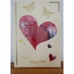 Herzchen zum Muttertag – Karte mit Original Encaustic-Malerei – Design  Ulrike Kröll
