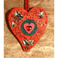 Herzen aus Holz HERZERLDUO ROTORANGE 2er-Set Valentinsgeschenk Muttertagsgeschenk Hängedeko Geburtstagsgeschenk